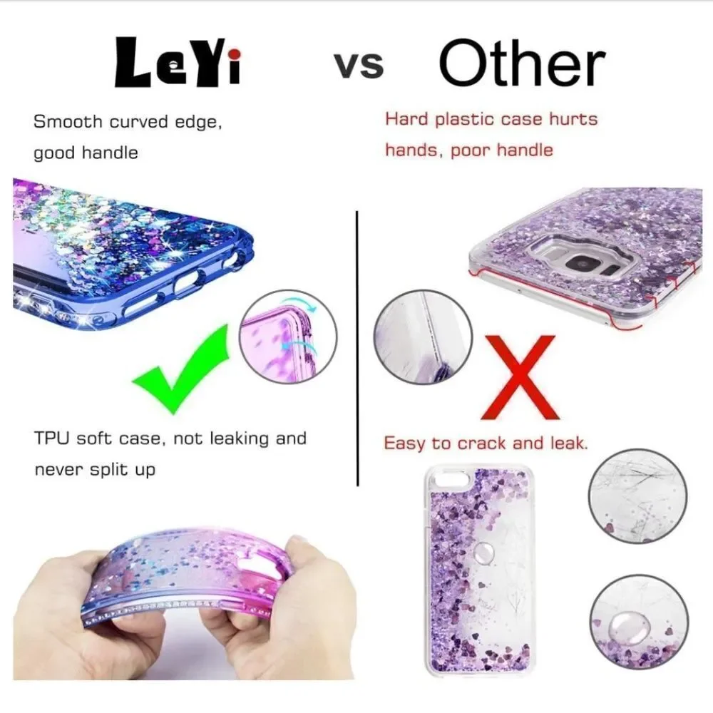 NEW LeYi NOTE 10 PRO  Case W/ 2 Tempered Glass Protectors Teal Glitter